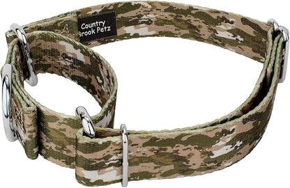 Country Brook Petz - Desert Viper Camo Martingale Dog Collar and Leash - Camouflage Collection Featuring Rugged Designs (1 Inch, Medium)