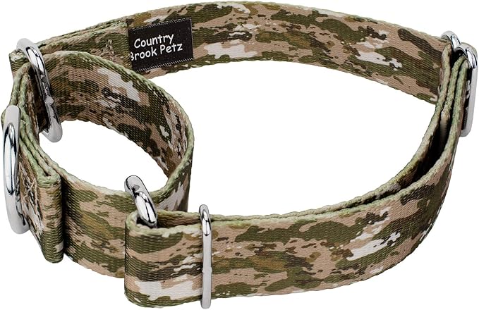 Country Brook Petz - Desert Viper Camo Martingale Dog Collar and Leash - Camouflage Collection Featuring Rugged Designs (5/8 Inch, Small)