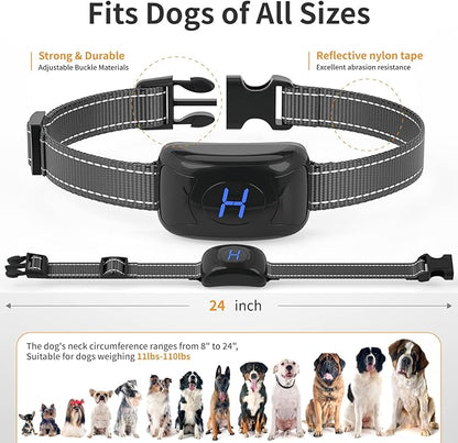 2 Pack No Shock Vibration Bark Collar for Large & Medium Dogs - Safe & Humane Dog Bark Collar with Beep & Vibration, 3 Adjustable Sensitivity Levels, 100% IPX7 Waterproof Black and Black