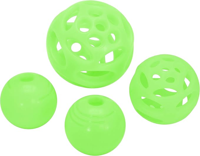 Chew King by Mammoth Glow-in-the-Dark Dog Fetch Balls (4-Pack Combo), Lattice & Rubber Fetch Toys for Night Play, High Bounce, Rechargeable Under Any Light, Multiple Sizes