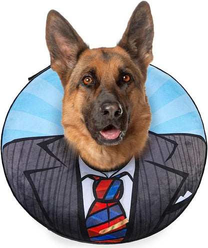 BEAUTYZOO Inflatable Dog Cone Collar, Recovery Dog Cone After Surgery, Adjustable Blow up Dogs Donut Collar, Pet Recovery Collar for Dogs,Black L