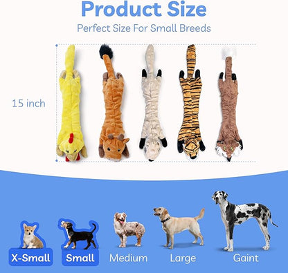 SHARLOVY Dog Squeaky Toys 5 Pack, Bubble Plush Puppy Teething Pet Toys, Crinkle No Stuffing Animals Dog Toy, Doggies Chew for Large Small Medium Breeds
