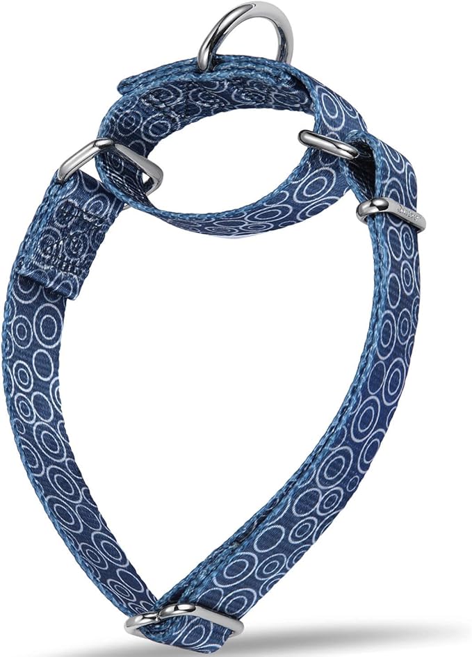 Martingale Collars for Dogs, No Pull Anti-Escape Pet Collar, Heavy Duty for Medium Dogs, Adjustable 14 Inch to 21 Inch, Navy Blue - C.R.C