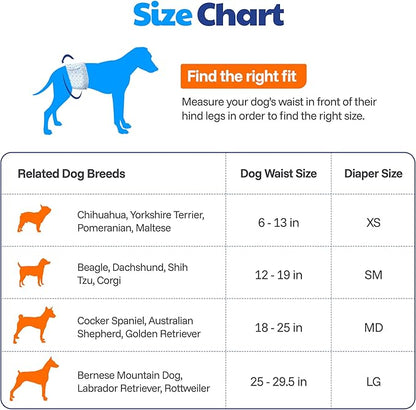 American Kennel Club Male Dog Wrap, Disposable Diapers with Wetness Indicator, Small, 50 Count