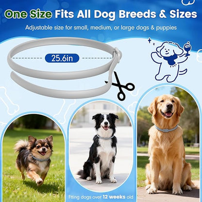 KOOSA Flea and Tick Collar for Dogs, 4 Packs Flea Collar for Dogs with Natural Essential Oils, Waterproof & Adjustable Flea and Tick Prevention Collar for Small Medium Large Dogs & Puppies, Grey