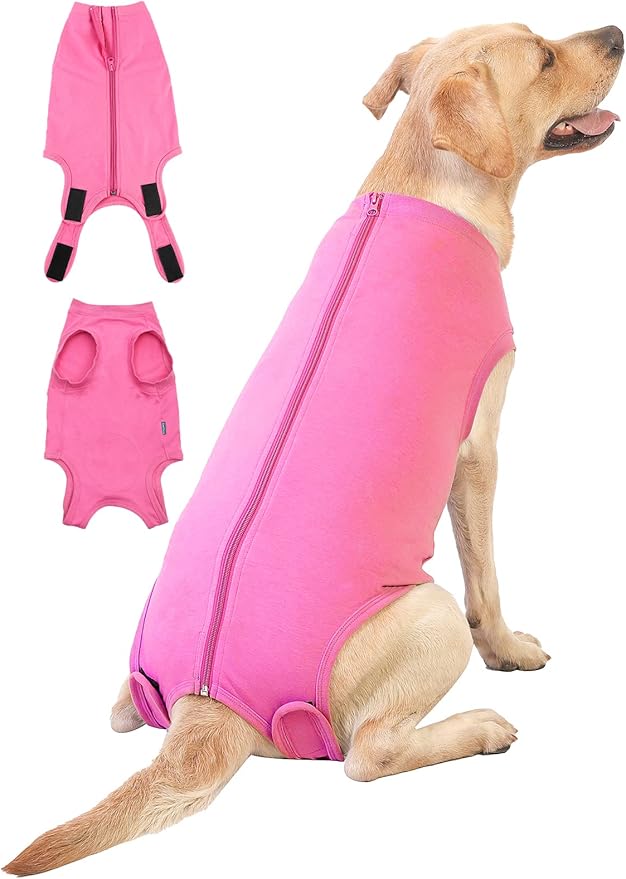 Dog Surgery Recovery Suit - After Spay, Abdominal Wounds Post Surgical Recovery, Anti Licking Breathable Dog Onesies for Small, Medium & Large Pet, Alternative Bandages Cone E-Collar