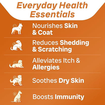 PawfectCHEW Fish Oil Omega 3 for Dogs - Allergy Relief - Joint Health - Itch Relief, Shedding - Skin and Coat Supplement - Alaskan Salmon Oil Chews - Omega 3 6 9 - EPA & DHA Fatty Acids