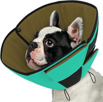 Queenmore Dog Cones for Small Dogs, Adjustable Comfy Cone for Dogs, Dog Cone Collar to Prevent Licking Wounds, Adjustable Elizabethan Collar for Pets, Green S