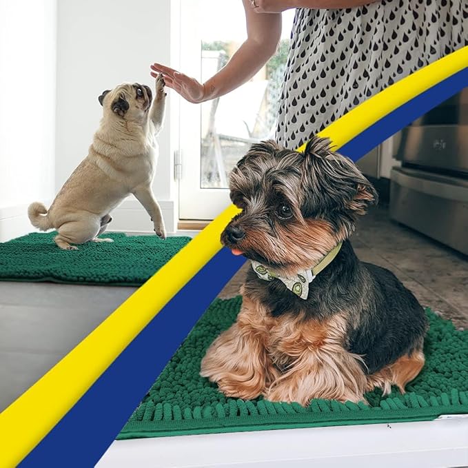 Muddy Mat® | Super Absorbent Door Mat Indoor, Microfiber Quick Dry Chenille Entryway Rug, Non-Slip Front Door Mat, Indoor Mats for Entryway, Machine Washable Pet Rug, Dark Green XXL 60"X48"