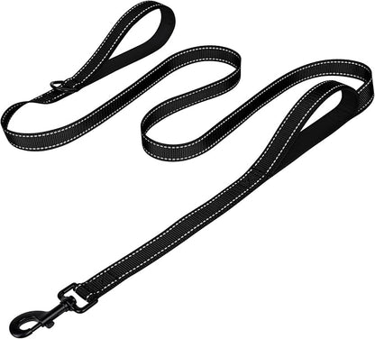 Joytale Dog Leash Heavy Duty for Large Dogs that Pull, Double Handle for Traffic Control, Double-Sided Reflective Leashes for Large Medium Dogs Night Safety, 4FT, Black