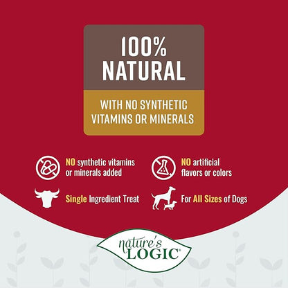 Nature's Logic Beef Trachea Dog Chew Treat - 100% USDA Prime Beef, All Natural Single Ingredient Dog Snack - Promotes Dental Hygiene - High Protein, Carnivore Recreation - Beef Trachea Treat, 1lb