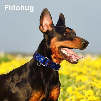 Reflective Martingale Collar for Dogs Nylon Training Collar with No Buckle, No Pull Boy Male Dog Collar for Medium Dogs（Navy Blue Sailboat，M）