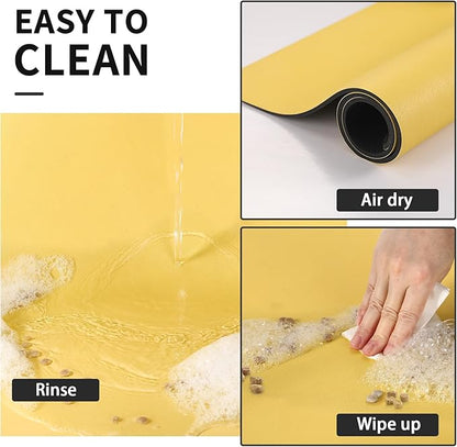 HotLive Dog Food Mat - Absorbent Cat Mat for Food and Water, No Stains Pet Feeding Bowl Mat, Easy to Clean Pet Placemats, Quick Dry Dog Water Dispenser Mat for Messy Drinkers | Yellow 18"x 28"