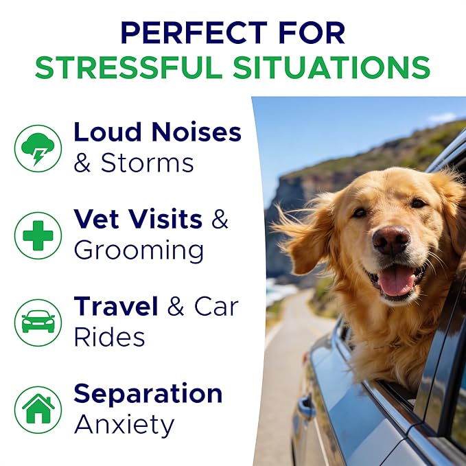 Advanced Calming Chews for Dogs - Hemp Treat + Melatonin + Valerian - Relaxing Bites - Calming Care - Anti-Anxiety & Stress Relief - Made in USA - Calm, Sleep Aid, Storms - 120Ct