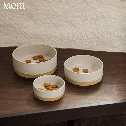 Mora Ceramic Pet Bowl Size Small - Food/Water Dish for Puppy Dogs, Cats, Guinea Pig, Rabbit, Hamster, Snake, ect. 11oz or 2 Cups - Basic Bowls for Your Dog or Cat, Mix and Match for a Set - Oat