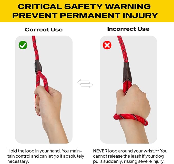Fida Durable Slip Lead Bulk Pack of 5, Heavy Duty 1/2" x 6 FT Comfortable Strong Rope Slip Lead for Large, Medium & Small Dogs No Pulling Pet Training Leash with Highly Reflective Red
