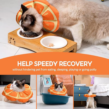 Avont Cat Cone Collar Soft, Adjustable Recovery E Collar Alternative for Cats Kittens Puppies, Elizabethan Neck Cone of Shame to Prevent Licking Biting After Surgery Protect Wounds -Tangerine(S)