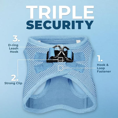 Best Pet Supplies Voyager Step-in Air All Weather Mesh Harness and Reflective Dog 5ft Leash Combo with Neoprene Handle, for Small, Medium and Large Breed Puppies - Set (Baby Blue), X-Small