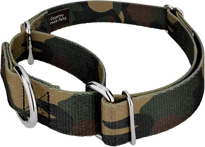 Country Brook Petz - Woodland Camo Martingale Dog Collar and Leash - Camouflage Collection Featuring Rugged Designs (1 Inch, Medium)
