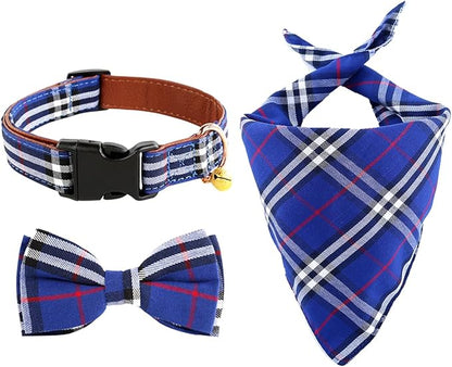 Yizepet Dog Collar with Bow Tie- Adjustable pet Collar for Dogs with Plastic Buckle Collar, Stylish Pattern for Small Medium or Large Boy and Girl Dog and Cat