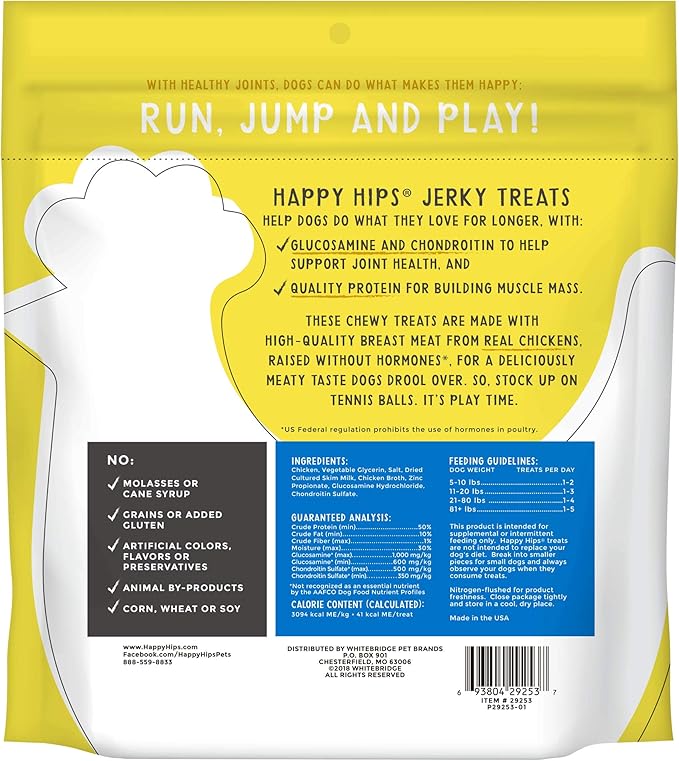 Happy Hips Jerky Dogs Treats, Chicken, 24 oz. Pouch