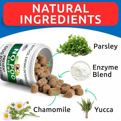 BARK&SPARK NO Poo Treats - Prevent Dog Poop Eating - Coprophagia Treatment - Stool Eating Deterrent - Probiotics & Enzymes - Digestive Health + Breath Aid - Made in USA - (120 Ct - Chicken)