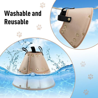 Soft Dog Cone Collar for Large Medium Small Dogs - Adjustable Pet Recovery E-Collar, Tan Large Long