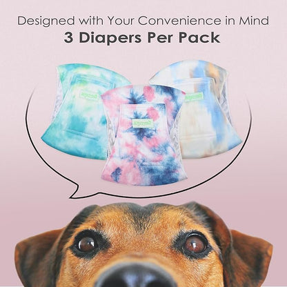 wegreeco Washable Male Dog Belly Band (Stylish Pattern)- Pack of 3 - Washable Male Dog Belly Wrap, Dog Diapers Male (Tie-dye, Sky, X-Small)