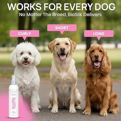 BioSilk for Dogs Detangling Spray with Shine Support, Lightweight Leave in Grooming Mist That Helps Smooth Coats, Detangle, and Add Shine Without Buildup, 8 Fl Oz - 2 Pack