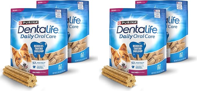 Dentalife Daily Oral Care Dog Treats for Small and Medium Dogs,Chewy Dental Treat to Freshen Breath and Fight Tartar,Chicken Flavor,35.7 oz. Each,94 Chews-2 x 47 ct. Pouch,94 Count (Pack of 2)