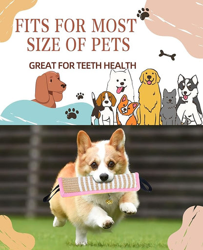 Clysoru Squeaky Tug Toy for Dogs Jute with 2 Strong Handles Lasting Training Equipment Puppy to Large Dog Interactive Toys of War Pull Indestructible Rope Pet Crinkle Teething (Light Pink)
