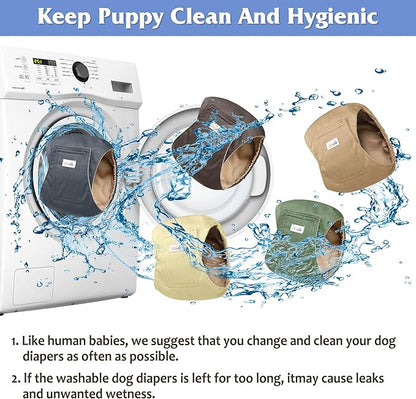 5 Pack Dog Diapers Male Reusable, Premium Belly Bands for Dogs, High Absorbing Male Dog Pee Wraps for Doggie in Incontinence or Excitable Urination Gray,Green,Brown M