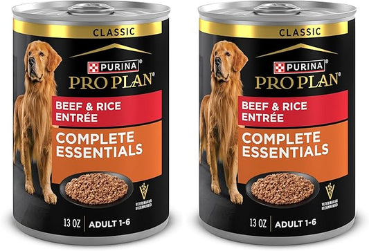 Purina Pro Plan Complete Essentials Classic Pate Dog Food,Beef and Rice Entrée - 13 oz. Cans,(Pack of 24)