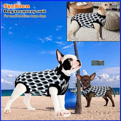 Dog Surgery Recovery Suit,Male Neuter Recovery Large Onesie Female Spay Cone Alternative Recovery Suit,Hoop & Loop Comfortable Surgical Bodysuit,Shaped Black L