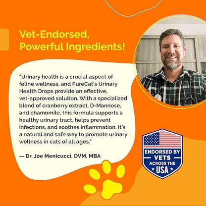 Urinary Tract Infection Care for Cat & Dog | Calming Urinary Tract & Kidney Support for Pets | Bladder Infection Treatment | UTI Drops | Veterinarian Recommended