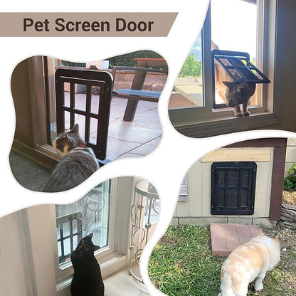 Dog Door for Screen Door - 8.3" x 10.3" Small Pet Door for Cats & Small Dogs, Magnetic Flap Auto Close, Lockable Insert, Sliding Screen Door Compatible, Black