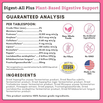 Wholistic Pet Organics Daily Cat & Dog Probiotics for Digestive Health, Anti Diarrhea & Gut Support - Probiotics for Dogs with Digestive Enzymes & Prebiotic Fiber - Cat Probiotic - 4 Oz - 113 Scoops