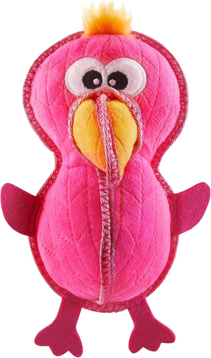 Outward Hound Xtreme Seamz Flamingo Squeaky Durable Dog Toy