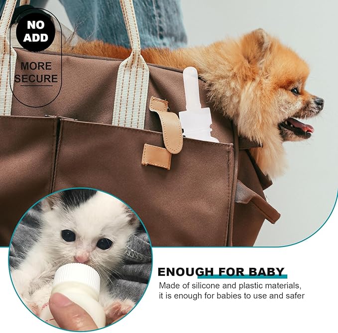 Luxshiny 3Pcs Small Portable Pet Nurser Bottles Scale Milk Feeding Bottles with Elastic Nipples for Kittens Puppies Newborn Animals Safe Odorless Material