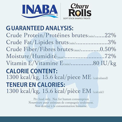 INABA Churu Rolls Chicken Wraps Chicken with Salmon Recipe Dog Treats, 3.36 oz.
