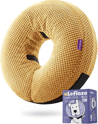 Loflaze Inflatable Dog Cone Collar - Dog Neck Donut Cone Collar Alternative After Surgery - Soft Cone for Large Medium Small Dogs Cats - Alternative Recovery E Collar (Yello, XXL)