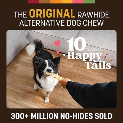 Earth Animal No Hide Strips - Natural Rawhide Free Dog Chew Strips, Peanut Butter - 16 Count