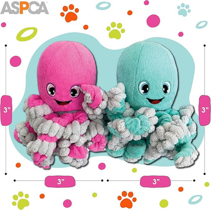 ASPCA 2-Pack Octopus Plush Dog Toys with Squeaker – Squeak & Tug Interactive Toys with Bungee Legs, Soft Cuddly Plush for Fetch, Tug, and Playtime
