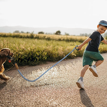 Mile High Life Rope Leash with Genuine Leather Connection, 6 FT/5 FT/4 FT, Heavy Duty Leash for Medium & Large Dogs (Blue White, 60 Inch)