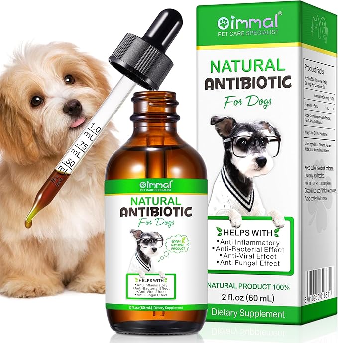 Dog Antibiotics for Skin Infection, Antibiotic for Dogs, Natural Antibiotics for Dogs Multivitamin Support Immune and Dog Allergy Itch Relief, Pet Antibiotics Supplement, 2 Fl Oz