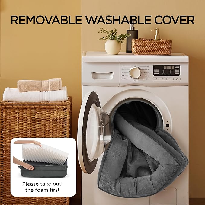 Bedsure Orthopedic Dog Bed Medium Size Dogs - Washable Medium Dog Cat Bed Waterproof, Comfort Pet Couch Sofa with Washable Removable Cover, Pets Bed with Nonskid Bottom, Dark Grey, 28"