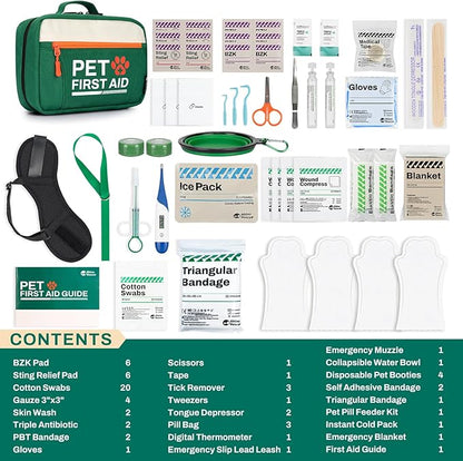 RHINO RESCUE Bundle - Pet First Aid Kit, Emergency Medical Supplies for Dogs & Cats, Safety Essentials Pack with Thermometer+Waterproof First Aid Kit, Lightweight Boat Dry Bag