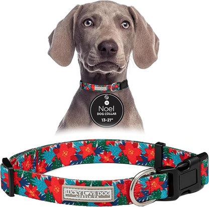 Lucky Love Dog - Adjustable Dog Collar with Easy Click Noel for Medium, Durable, & Comfortable for Male & Female Dogs, Pet Collar for Puppies & Adult Dogs - Noel, Medium