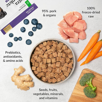 ULTIMATE PET NUTRITION Nutra Complete, 100% Freeze Dried Veterinarian Formulated Raw Dog Food with Antioxidants Prebiotics and Amino Acids, (1 Pound, Pork)