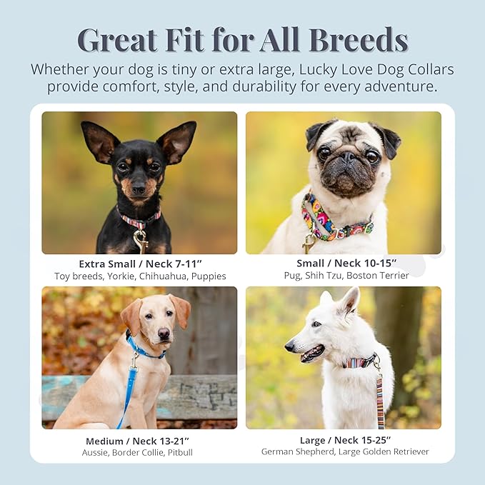 Lucky Love Dog - Adjustable Dog Collar with Easy Click Buckle for Large Ones, Durable, & Comfortable for Male & Female Dogs, Pet Collar for Puppies & Adult Dogs - Laguna, Large